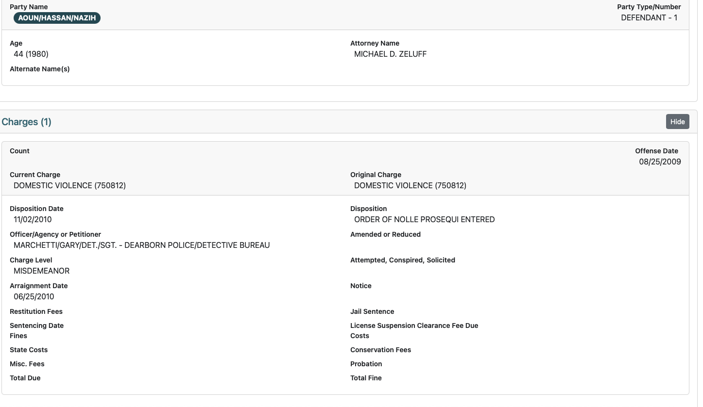 Document related to domestic violence