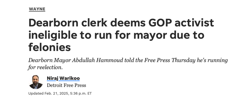 News article about a felony